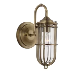 Image of Feiss Urban Restoration 1 Light Wall Light Dark Antique Brass IP44