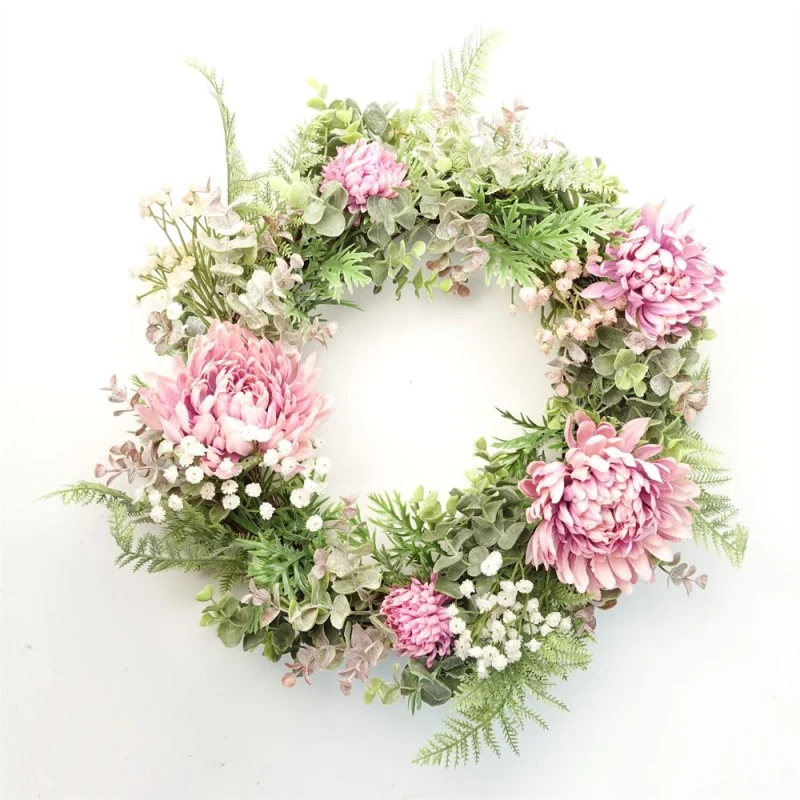 Image of Leaf Artificial Pink Floral Wreath Botanik Pink