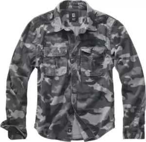 Image of Brandit Vintage Longsleeve Shirt, black-grey, Size S, black-grey, Size S