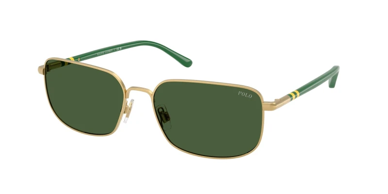 Image of Polo Ralph Lauren 0Ph3159 Square Sunglasses- Gold Gold WHDW1 Male