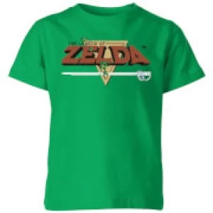 Image of Nintendo The Legend Of Zelda Retro Logo Kid's T-Shirt - Kelly Green - 11-12 Years
