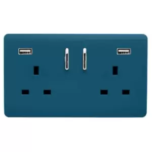 Image of Trendi 2 Gang 13A Socket 2 USB Midnight Blue
