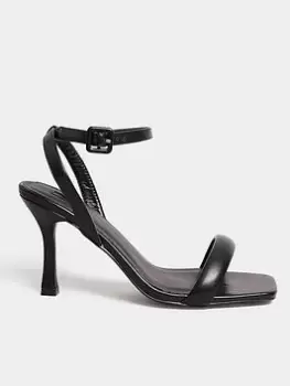 Image of Yours Yours Extra Wide Fit Padded Vamp Strap High Heel Sandal Black, Size 8, Women