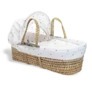 Image of Clair de Lune Lullaby Hearts Palm Moses Basket - Grey