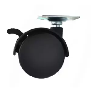 Image of GTV 40mm Plastic Swivel Castor Wheel Black Furniture Caster - with Brake, Pack o