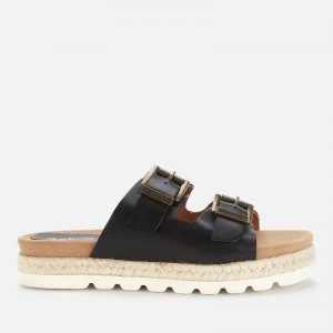 Image of Barbour Womens Lola Leather Espadrille Sandals - Black - UK 7