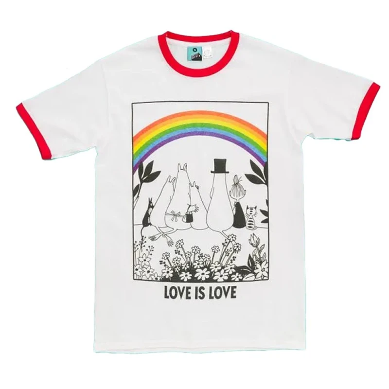 Image of Moomin Mens Love Is Love T-Shirt in White Size: Medium White Male M