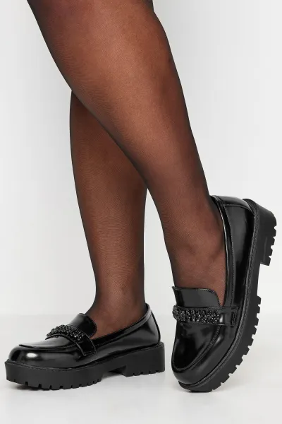 Image of Extra Wide Fit Diamante Loafers