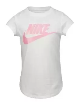 Image of Nike Younger Girls Futura Ss Tee, White, Size 4-5 Years, Women