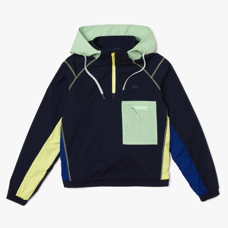 Image of Lacoste Colourblock Accents Pullover Windbreaker Jacket - Blue Blue 8