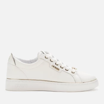 Image of Guess Womens Betea Leather Low Top Trainers - White/Brown - UK 4