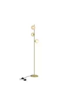 Image of Swanmore Gold Globe Floor lamp three light Frosted Glass shades 160 cm