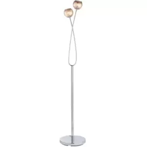 Image of Twin Light Floor Lamp Chrome & Glass Free Standing Modern Lounge Base Holder