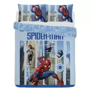Image of Spider-Man Skyscraper Duvet Cover Set (Single) (Blue/Red)