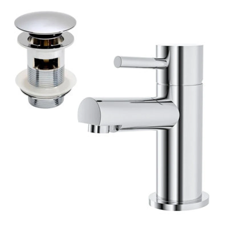 Image of Nes Home Fiona Cloakroom Basin Mono Mixer Tap & Waste Chrome Silver