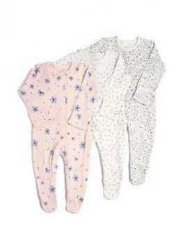 Image of Mamas & Papas Floral Sleepsuits 3 Pack Baby Girls