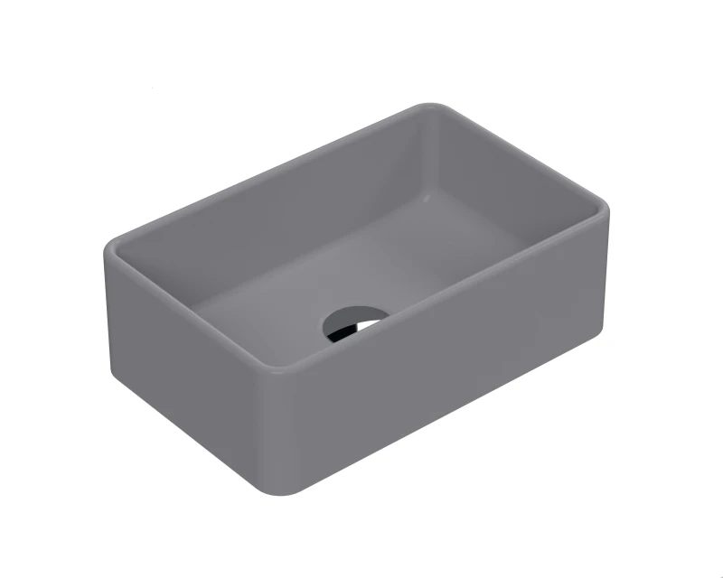 Image of Balterley Rectangular Countertop Vessel Without Overflow Matt Grey 365mm Grey