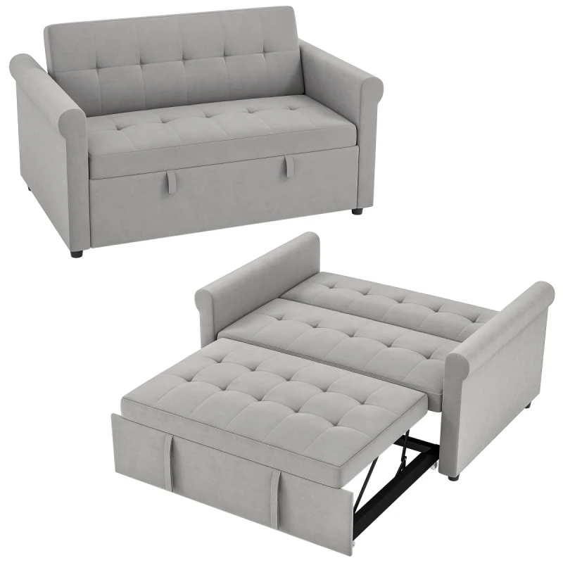 Image of HOMCOM HOMCOM Convertible Pull Out Sleeper Sofa Bed Settee for Living Room, Grey Size: 2 Seater Grey 2 Seater Unisex 5063603397279