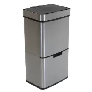 Image of Charles Bentley Triple Compartment Sensor Bin 62L - Stainless Steel
