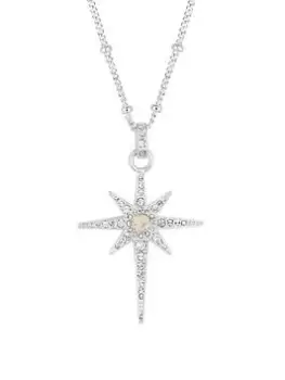 Image of Jon Richard Silver Plated Opal And Cubic Zirconia Pendant Necklace