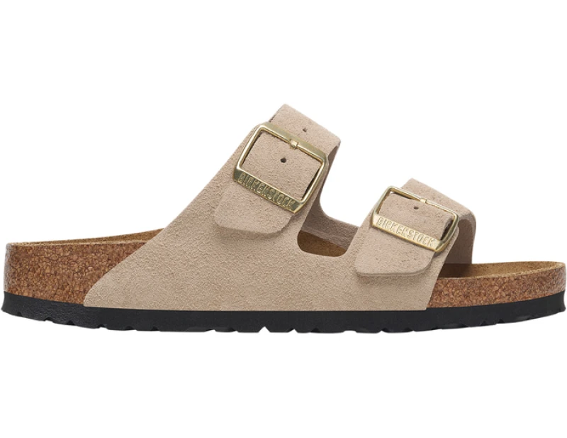 Image of Birkenstock Suede leather sliders Birkenstock Arizona Beige Unisex 39 Etroit