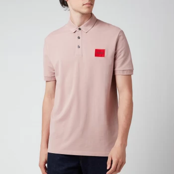 Image of Hugo Boss Dereso 212 Red Patch Logo Polo Shirt Pink Size S Men