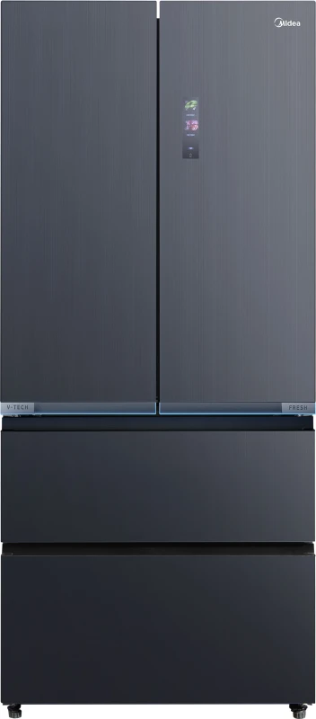 Image of Midea Insta Fit Master MDRF705BIE70 Total No Frost American Fridge Freezer - Midnight Glass - E Rated