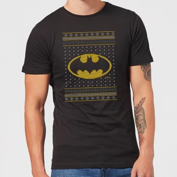 Image of DC Comics Batman Knit Mens Christmas T-Shirt in Black - 4XL - Black