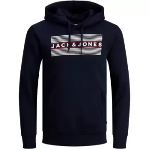 Image of Jack and Jones Corp Logo Hood Sweat - Blue