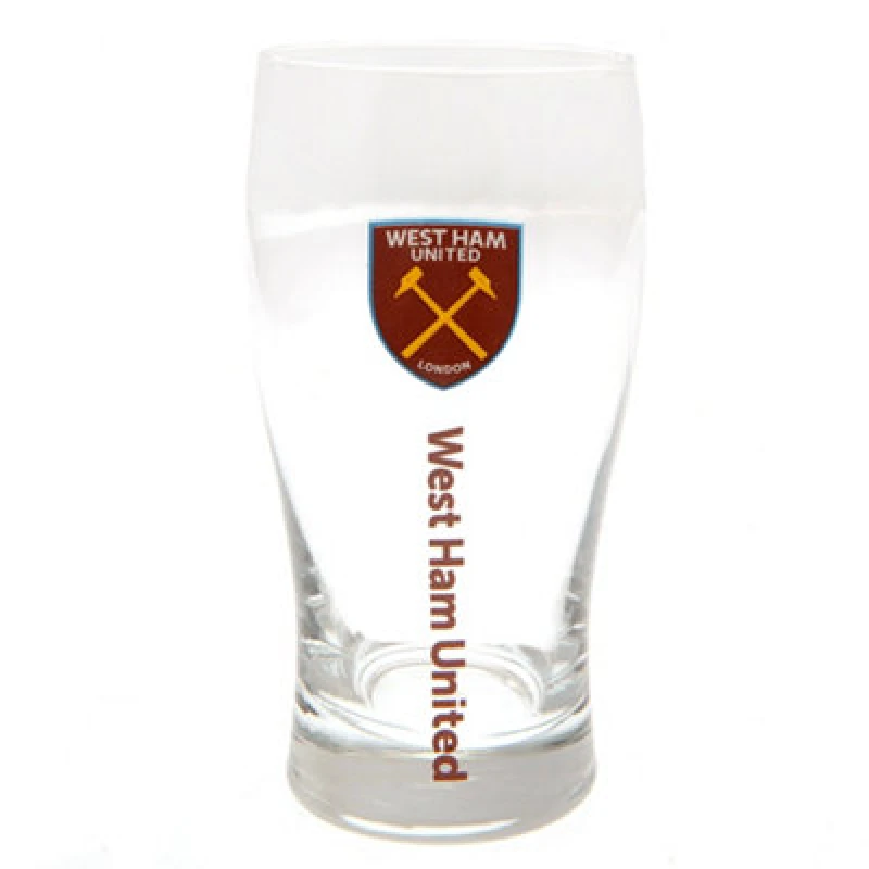 Image of West Ham United FC West Ham United FC Tulip Pint Glass in Clear Clear One Size Unisex 5063425448227