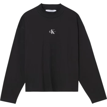 Image of Calvin Klein Jeans Micro Mono Long Sleeve T Shirt - CK BLACK BEH