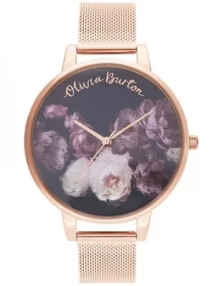 Image of Olivia Burton Fine Art Rose Gold Mesh Strap Watch OB16WG22