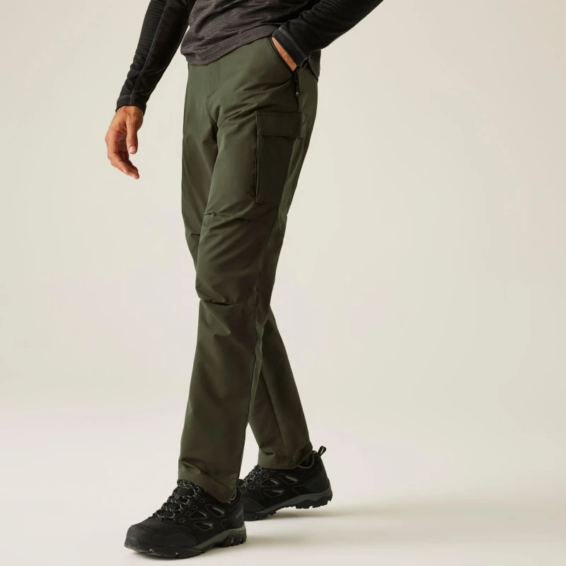 Image of Regatta Regatta Men Questra Durable Water-Repellent Cargo Trousers in Green Size: 44R Green 44R Male 5063019764153