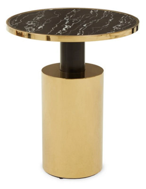 Image of Orsina Oria Black Marble Effect Gold Base Side Table