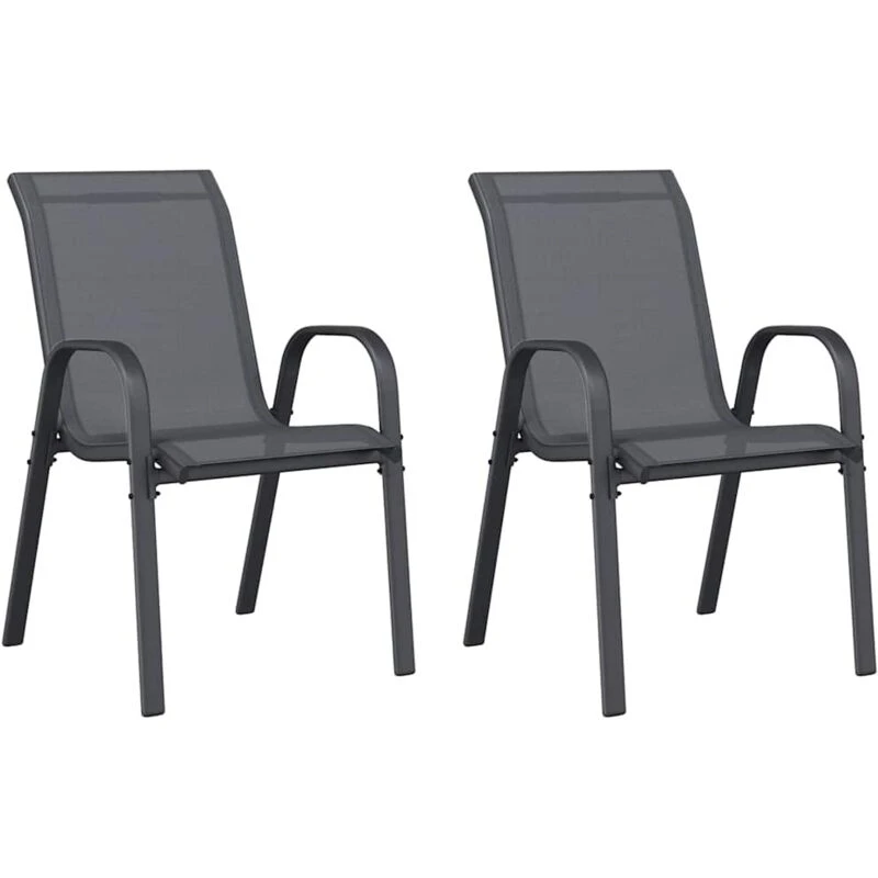 Image of VIDAXL Stackable Garden Chairs 2 pcs Grey Textilene Fabric Vidaxl 8720286844793