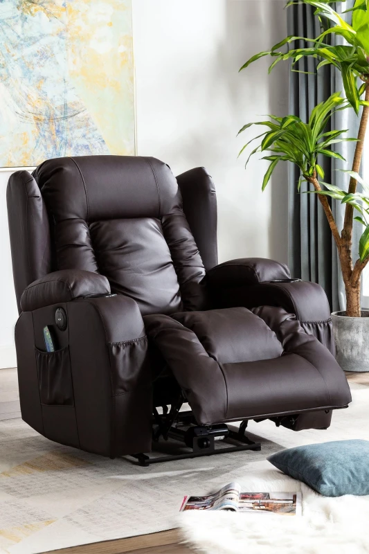 Image of Caesar Electric Massage Heated Recliner - Brown, Brown 5.05574E+12