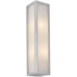 Image of Bathroom Wall Light Fitting - Chrome Plate & Frosted Glass Shade - Twin Lamp