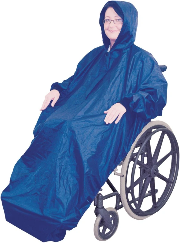 Image of Aidapt Fleece Lined Wheelchair Mac with Sleeves Blue Blue