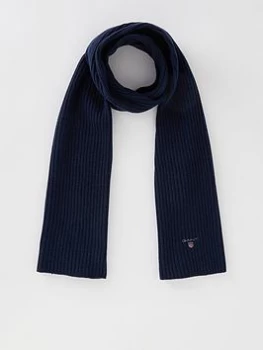 Image of Gant Wool Knitted Scarf - Marine Blue Melange, Marine Blue Melange, Men