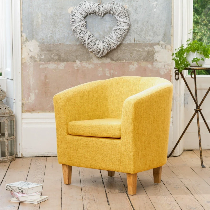 Image of Artemis Home Alderwood 68cm Wide Fabric Tub Chair Armchair in Yellow Yellow Unisex
