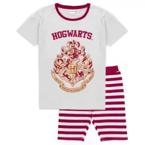 Image of Harry Potter Womens/Ladies Hogwarts Crest Short Pyjama Set (S) (Grey/Red)
