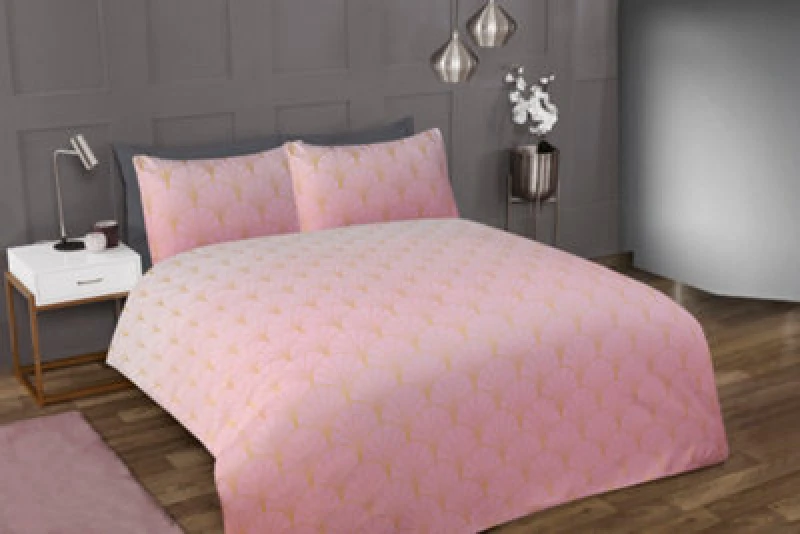 Image of Smart Living Smart Living Printed Luxury Ombre Metallic Deco Duvet Cover With Pillowcases in Pink Size: Double Pink Double Unisex 5056242818335