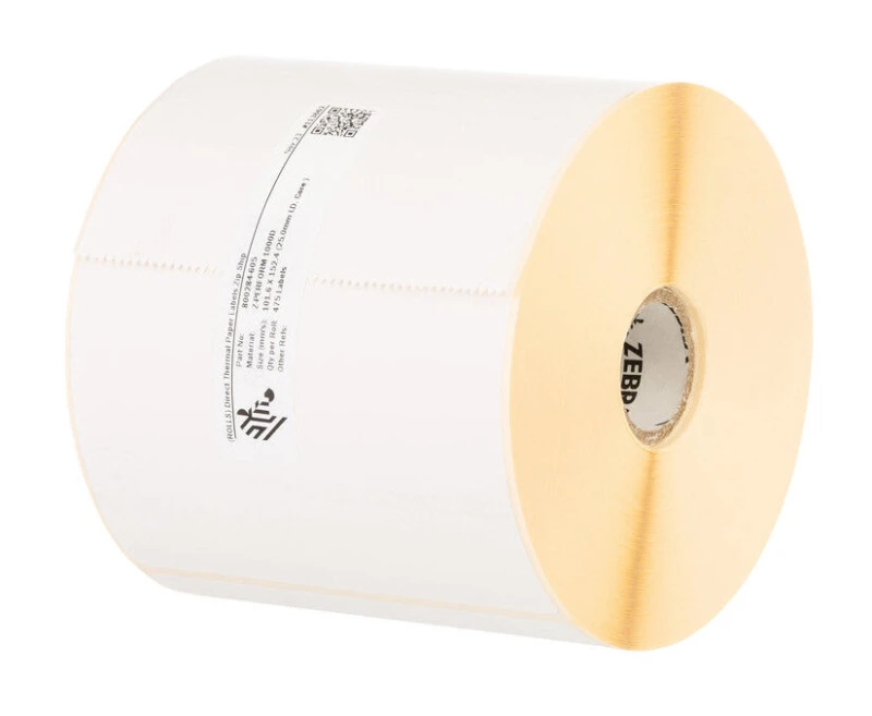 Image of Zebra Z-Perform 1000D (3007253-T) White Label Roll 102mm x 76mm - 4 x 2110 Labels (Original)