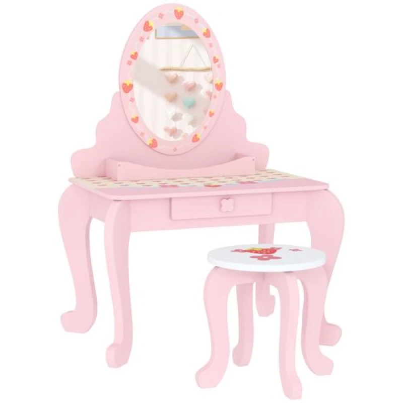Image of AIYAPLAY Kids Dressing Table Set - 2 PCS Children Vanity Table with Stool TJ Hughes 5063603280052