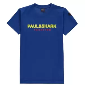 Image of Paul And Shark Logo Crew T-Shirt - Blue