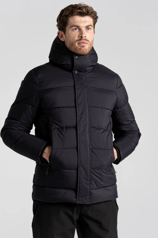 Image of Craghoppers Craghoppers Expert Padded Hooded Insulated Jacket in Black Size: Medium Black M Unisex 5054904759408