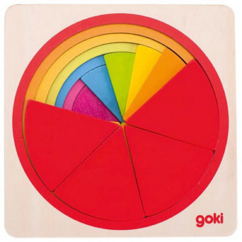 Image of Goki Rainbow Puzzle Circle Layered Stacking Game