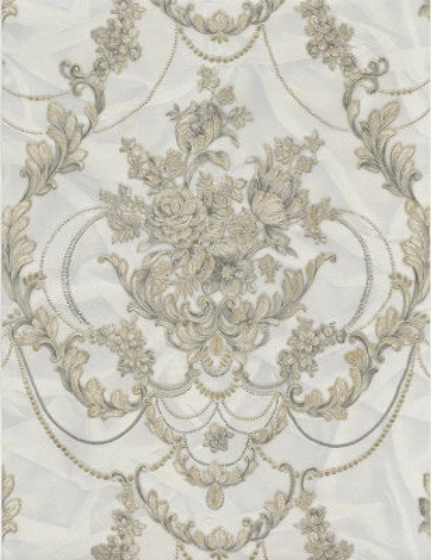 Image of Debona Perla Ii Damask Textured Vinyl Natural Metallic Glitter Wallpaper 9084