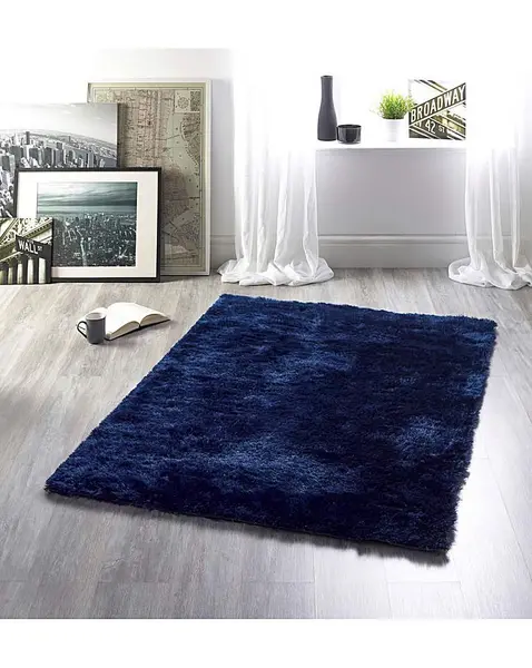 Image of Origins Shimmer Shaggy Rug Indigo 160X230 MN97509