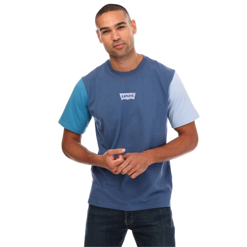 Image of Levis Relaxed Colour Block T-Shirt Blue male S